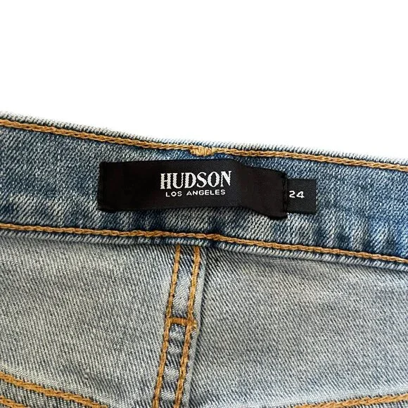 Hudson Women's Devon High Rise Biker Blue Denim Shorts, Size 24 NWT - Picture 3 of 10